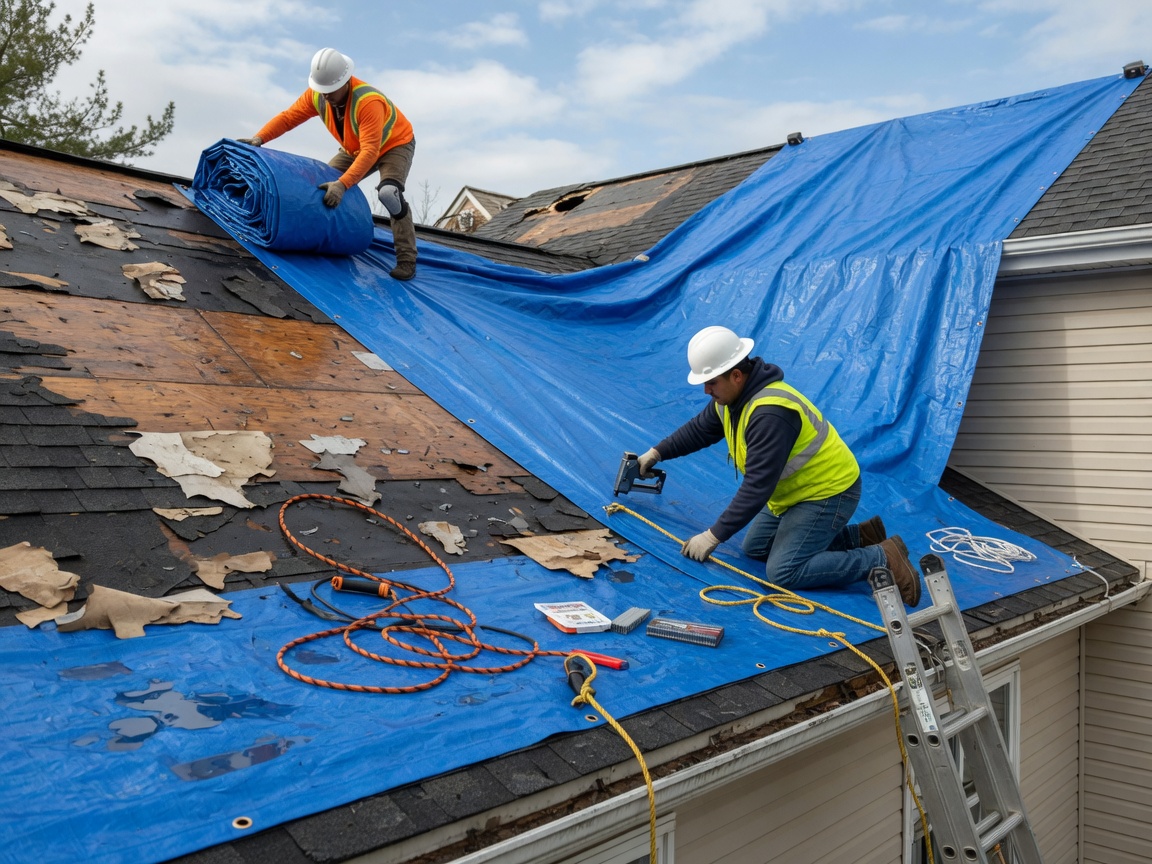 Emergency roof tarping services